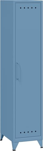 Bisley Fern Locker Garderobenschrank aus Metall | Spind mit Kleiderstange & Hutfachboden im Retro-Instustrial Design in blau