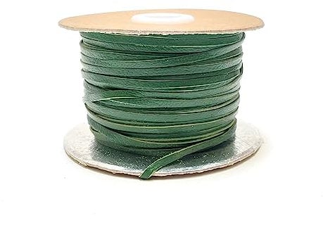 3mm Flat Genuine Leather Cord Thonging Strip Laces Bracelet Necklace Jewellery In (Green, 2 Metres)