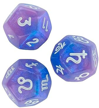 Amagogo 3-teiliges Acryl-D12-Astrologie-Würfelset, Unterhaltungsspielzeug, Sternbild-Würfel für Party, Astro-Wahrsagerei, Gaming-Zubehör, Stil a