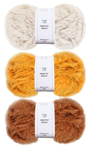 Pretty Jolly 3 Knäuel Kunstfellgarn, super weich und flauschig zum Häkeln und Stricken (Herbst warm)