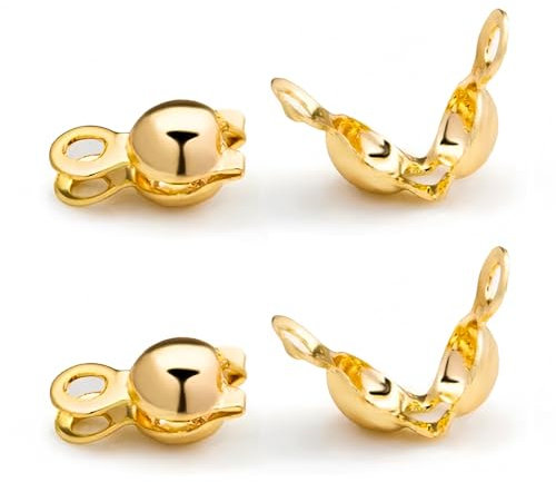 Quetschperlen aus 18 Karat Gold für die Schmuckherstellung, 4 mm Quetschperlen, Knotenabdeckungen für Schmuckherstellung, Knotenabdeckungen für selbstgemachte Armbänder, Halsketten, 100 Stück