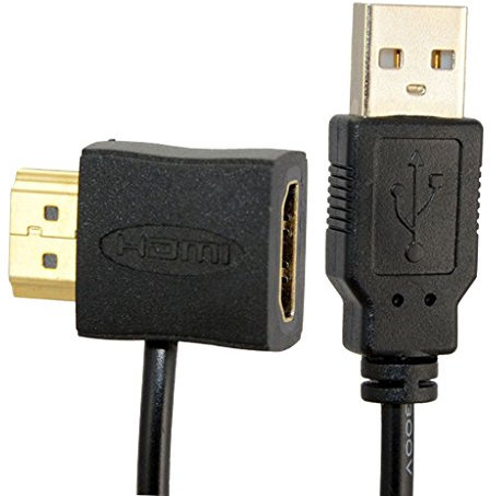 Tiuimk Adattatore HDMI maschio a femmina con connettore di alimentazione USB 2.0 - nero