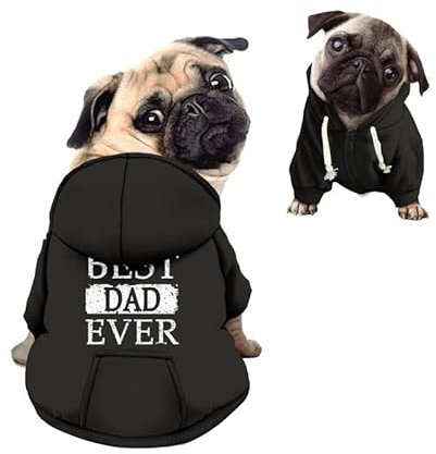 Kuiaobaty Hunde-Kapuzenpullover für kleine Neuheit Best Dad Print Hundebekleidung Welpe Haustier Pullover Winter Sweatshirt Mantel Outfits, Schwarz