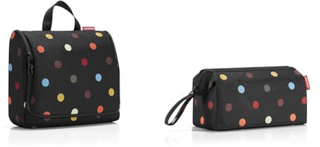 reisenthel toiletbag XL Dots Maße: 28 x 25 x 10 cm & travelcosmetic Dots - Trousse de Toilette, Volume 4l, Armature métale intégrée, dragonne, Poche intérieure zippée, 3 élastiques