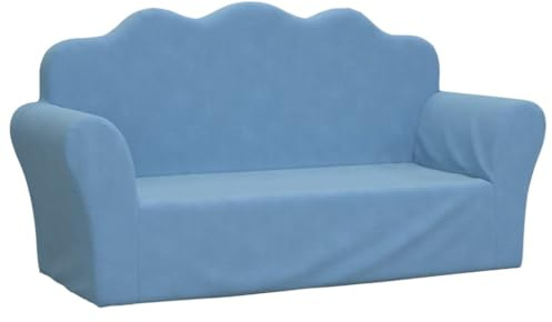 vidaXL Kindersofa 2-Sitzer Blau Weich Plüsch