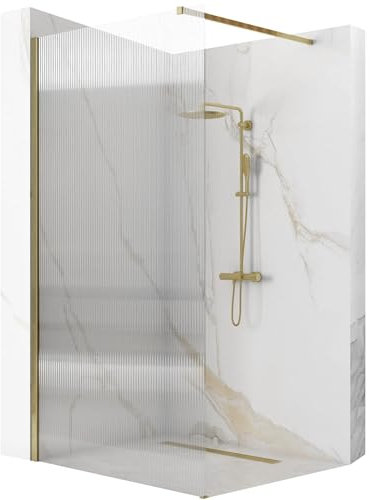 Rea PAROI DE DOUCHE AERO INTIMO GOLD BRUSH 120 - WALK IN Verre trempé de sécurité transparent 8 mm (Doré)