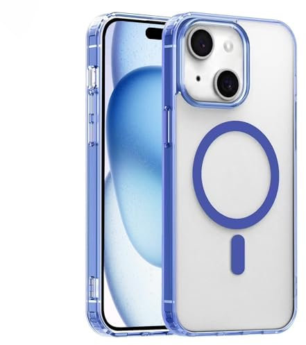 S.Dawezo Cover per iPhone 14 Plus, Compatibile con MagSafe, Custodia Traslucida Resistente, Protezione Antiurto di Livello Militare, Opaco Magnetica Case per iPhone 14 Plus, Blu