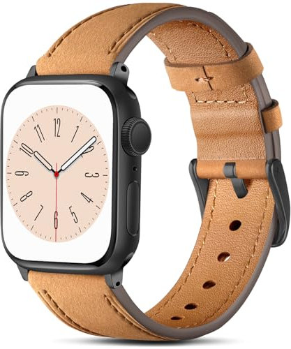 Lenrao Compatible with Apple Watch Bands for women 44mm 45mm 42mm 49mm,yellow Genuine Leather Wristband Strap for iWatch Bands Series 10/9/8/7/6/5/4/3/2/1 SE Ultra