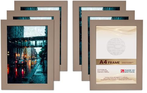 Procut Global Picture Frames A4 Rose Gold (Pack of 6) - Modern A4 Photo Frames With Safe Perspex Front & Wall Hanging Hooks - Premium Synthetic Wood-Handmade Frames