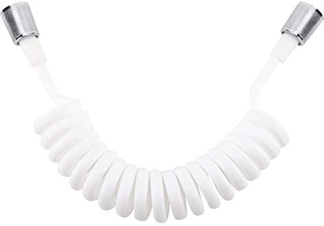 Spring Flexible Shower Hose, ABS Flexible Telescopic Shower Hose for Water Plumbing Toilet Bidet Sprayer Gun Bathroom Spiral Flexible Shower Hose (White)