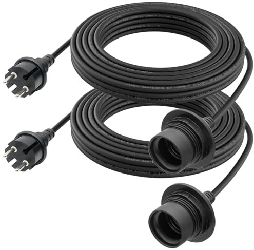FIRMERST Wasserdichte Lampenfassung E27 mit Kabel Outdoor 10m 2 Stück Schwarz