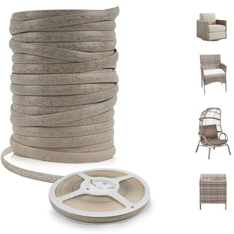 LukLoy 18m Material de reparación de ratán tejido de plástico de, material de reparación de mimbre para tejer y reparar sillas de ratán (gris)