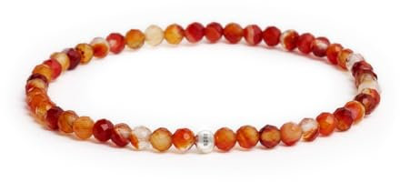 BERGERLIN Karneol Armband echt mit 925 Sterling Silberperle - facettierte Perlen - Größe M