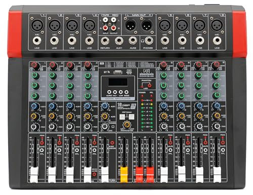 SINEXTESIS Mixer Audio/Scheda Audio 8 canali, multieffetto DSP, interfaccia USB, Lettore MP3 integrato per riprodurre e registrare, Connettività Bluetooth (EVOMIX-08-USB)