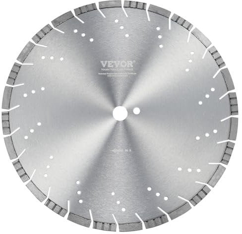 VEVOR Disque à Tronçonner Diamanté 400 mm, Disque Diamant Humide ou Sèche, Lame de Scie à Béton avec Dents Inclinées de 12 mm, Diamètre du Trou Central Universel 25,4 mm, pour Béton, Carrelage, Brique