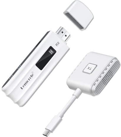 Lemorele Wireless HDMI Transmitter and Receiver Supports 8 TXS to 1 RX,Wireless HDMI Extender 2.4/5G 1080P@60Hz Full HD for Streaming Video&Audio from Laptop,Camera to HDTV (TX with Type C Port)