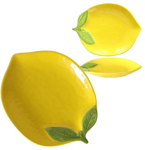 Weddflower Spoon Rest for Stove Top, Yellow Lemon Shaped Ceramic Cooking Spoon Holder for Kitchen Counter, Cute Rest for Spatula Ladle or Tong