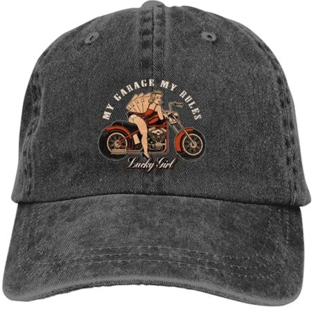 GUPUOOU Hot Rod Retro Oldtimer Auto Rockabilly Meine Regeln Baseballkappen Schirmmütze Pin Up Mädchen Sonnenschutz Hüte für Männer Baumwolle, für alle Jahreszeiten