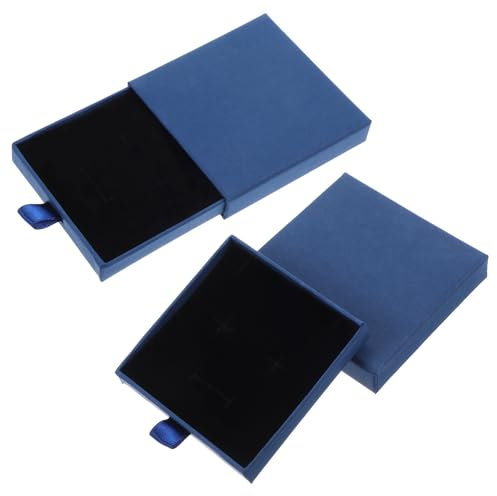2 Stück Schmuck Geschenkbox,Kleine Schmuckschachtel,Thick Papier Schmuckschatulle,Ausziehbare Geschenkbox Klein,Schmuckaufbewahrung für Armbänder,Halsketten,Ohrringe,Ringe,Schmuckgeschenke(Blau)