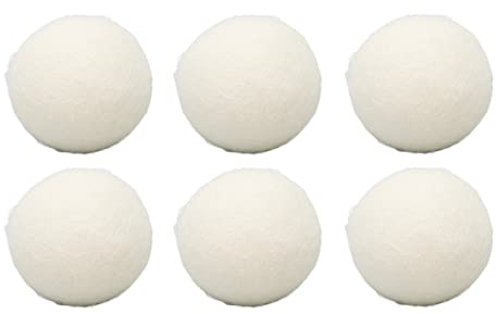 Set mit 6 Trocknerbällen aus Gefilzter Wolle für Empfindliche Stoffe, Statische Waschhilfe für Kleidung und Stoffe, 6-teilig (6cm)
