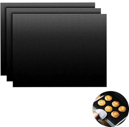 Yeenano Ofeneinlagen,3 Stück Antihaft Backofeneinlagen,Backpapier Wiederverwendbar 40X33cm,Teflon Ofeneinlagen,Oven Tray Liners für Elektro und Ventilator Unterstützte Öfen,Backmatte
