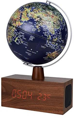 PZEOB Deko-Globus 4-in-1-Beleuchtungskugel HD-geprägte Weltkugel mit Bluetooth, Audio, Uhr Smart Station Geografische Globen interessant