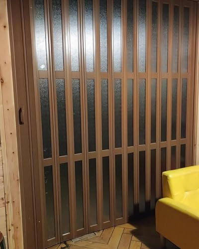 Schiebetür Falttür Faltbare Akkordeontür für Den Innenbereich in Holzoptik, Ziehharmonika-Trennwand in Sondergröße für Türöffnung/Zimmer/Wohnmobil, Extra Breite Magnetische PVC-Schiebetür(36x80in(91.4