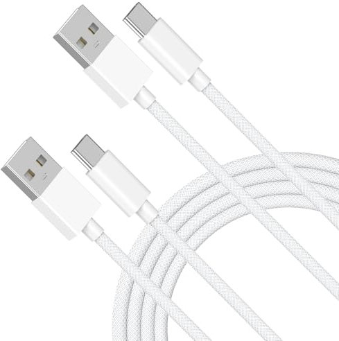[Apple MFi Certified] Car Carplay Cable, 2 Pack Woven USB to USB C Car Charger Cord Compatible for iPhone 16/16 Plus/16 Pro/16 Pro Max/15/15 Plus/15 Pro/15 Pro Max, 6ft White
