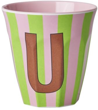 Rice Melmain Tazza Medio Ragazzi – Lettera U – Bicchiere da campeggio – Tazza in melamina, infrangibile senza BPA, 250 ml