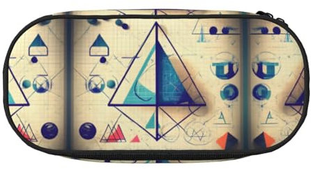 HJLUUFT Kosmetiktasche mit Mathematik-Geometrie, Geek-Aufdruck, Kosmetiktasche, Schreibwaren, Kawaii-Bleistift-Box, Gadget-Organizer, Tasche mit Reißverschluss, Schwarz, Einheitsgröße, Niedlich
