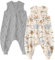 Unnivoll Baby Schlafsack mit Füßen 0,5 Tog Schlafsack Baby Sommer 2er Pack Baumwolle Schlafsack mit Beinen Babyschlafsack Weich 80 cm für Jungen Mädchen Beige Grau Elefanten