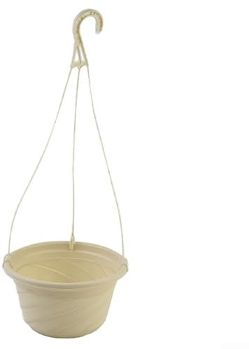 Yuanpgky Blumentopfkorb aus Kunststoff zum Aufhängen, mit Haken, für Innen- und Außenbereich, Garten, Balkon, Dekoration, weiß, 17 cm Außendurchmesser