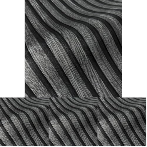WALLCOVER Papier peint aspect bois, noir, gris, panneaux acoustiques, effet 3D, panneaux scandinave, aspect naturel, moderne, 10,05 x 0,53 m, fabriqué en Allemagne (Lot de 4)