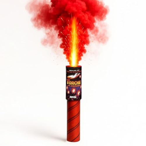 Générique Torche Fumigène de Mariage Rouge, 22 cm x 4,6 cm, Effet Lumineux et Fumée Colorée, 30 Secondes (Rouge)