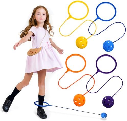 GARIOUANS 4pièces Lot de Balles à Sauter Jouets De Cheville à Sauter Cordes De Saut pour Garçon Fille Et Adolescents Activité De Sport Intérieur Et Extérieur