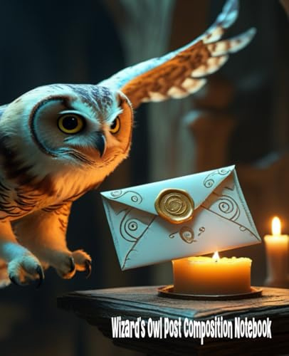 Wizard’s Owl Post Composition Notebook: Wide Ruled Journal with Magical Owl and Letter Design, 7.5 x 9.25, 110 Pages for Writing, School Notes, and Journaling
