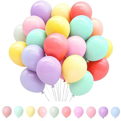 Hiqiku Luftballons Geburtstag, 100 Stück 12 Zoll Luftballons Latex, Bunte Ballons Set für Geburtstagsdeko, Hochzeitsdekoration, Taufe, Abschlussfeier, Jubiläum und Partydekoration