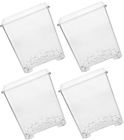 SHINEOFI Set 4 Vasi Trasparenti per Orchidee in Acrilico Fori di Ventilazione Vasi da Giardinaggio Resistenti per Piante da Interno ed Esterno Contenitori per Fiori e Coltivazione Piante
