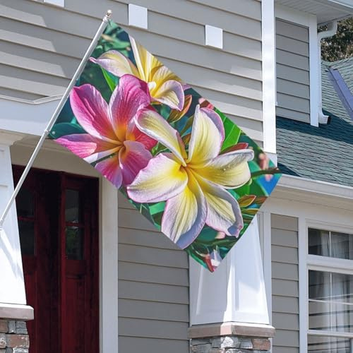 Flagge, 90 x 152 cm, doppelseitiges Banner, Dekoration, Outdoor-Flaggen, Hawaii-Flagge, bunte Blumenflagge, 200D, schwere Gartenflaggen, Messingösen, Segeltuch, Kopfzeile für den Außenbereich, Hof