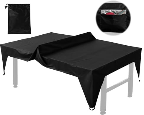 Deuson Tischtennis Abdeckung,Tischtennisplatte Abdeckung,Tischabdeckung Outdoor Wetterfest,210D Oxford Abdeckplane Tischtennisplatte mit Aufbewahrungsbeutel,280 x 153 x 73 cm(schwarz)