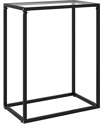 sephironlbb Table console transparente 60 x 35 x 75 cm, en verre trempé avec cadre en acier, étroite, pour salon, chambre à coucher