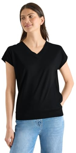Damen Kurzarm Shirt mit V-Neck in Unifarbe