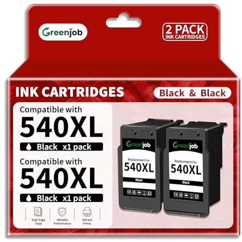 Greenjob 540XL Black Ersatz für Druckerpatronen Canon 540 XL Schwarz | PG-540 XL Schwarz für Canon Pixma TS5150 MG3600 MG3650S MG3650 MG4250 MX475 TS5100 MG3150 MG3500 MG4200 MX535 (2 Schwarz)