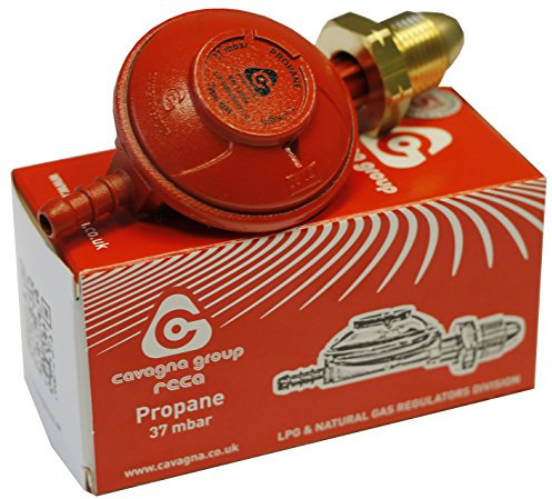 Cavagna 69.1.490.2029 Screw On Propane Regulator for Gas Bottles 37mbar - 8mm Outlet, Black