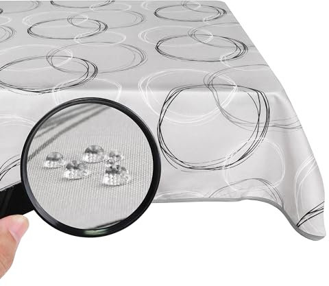 Valia Home Tischdecke mit Teflonbeschichtung für Innen- & Außenbereich anwendbar Wasser & Schmutzabweisend Dank verlässlichem Lotuseffekt - 140 x 300 cm grau
