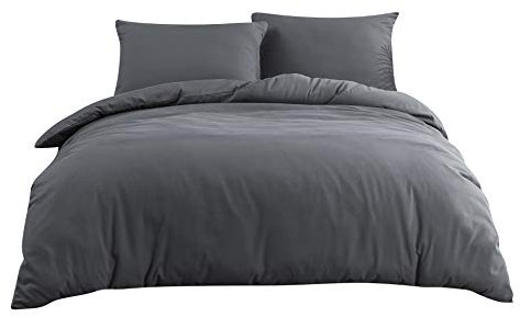 QZY Bettwäsche 155x220 mit Reißverschluss cm Super Weiche 100% gebürstetes Mikrofaser mit Einer Qualität von 110 g/m² ,1 Kopfkissenbezug 80x80 cm Grau
