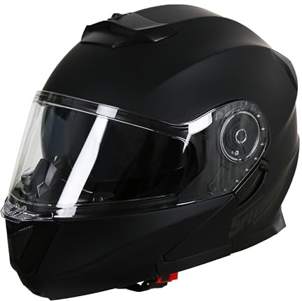 Speedway Casco Moto - Osma - Casco Modular, Ideal Tanto para Hombre como Mujer, Nuestro Casco de Moto Integral es Ideal para la Ciudad, capacete Moto homologado ECE y Dot - Negro