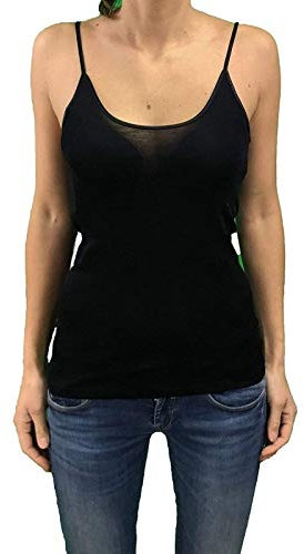 EMMEBIVI Canottiera Spalla Stretta Filo di Scozia Tessuto in Italia Art. 13831-7, Nero