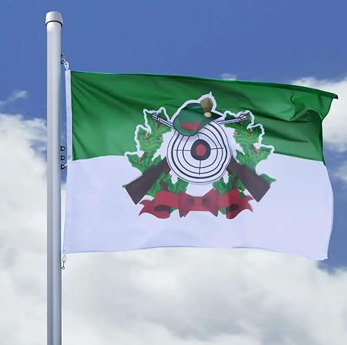Deitert Schützenfahne mit Schützenlogo grün weiß – 100x150 cm Schützenflagge mit traditionellem Schützenwappen, Hissfahne für Schützenfest, reißfestes Polyester