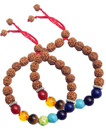 Wonder Care- Chakra Armbänder Buddha Echte Rudraksha Perlen Armband Lava Armbänder Rudraksha Armband (2 pro Packung)